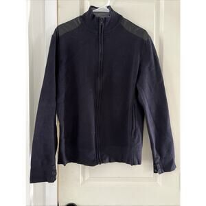 Victorinox Mahale Cardigan Sweater Mens Large Navy Blue Knit Mock Neck Full Zip